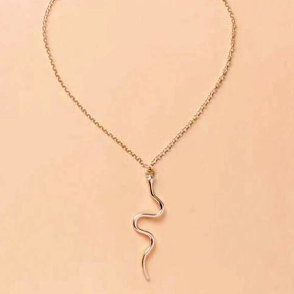 SALE 18k Stamped Gold Filled Snake Pendant Necklace - Picture 2 of 7